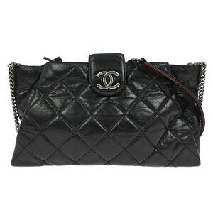 Chanel Black Calfskin Coco Pleats Clutch Crossbody Bag 116800
